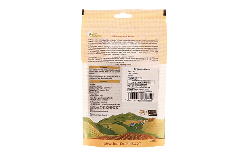 Just Organik Organic Ajwain    Pack  100 grams